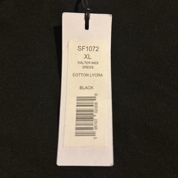 NWT MICHAEL STARS Halter Neck Racerback Ruched Sides Midi Dress Black - Picture 13 of 13